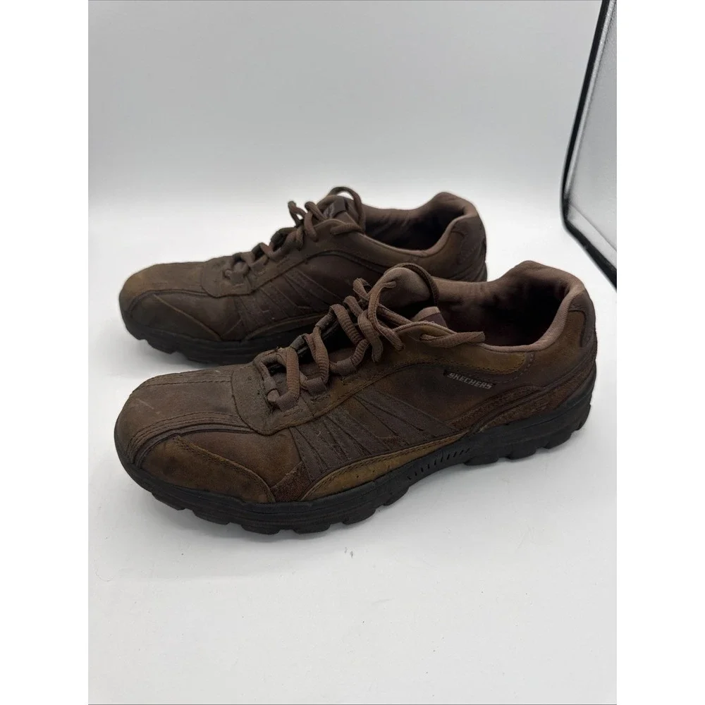 Skechers Relaxed Fit Gel Infused Memory Foam Leather Brown Men's Sz 10